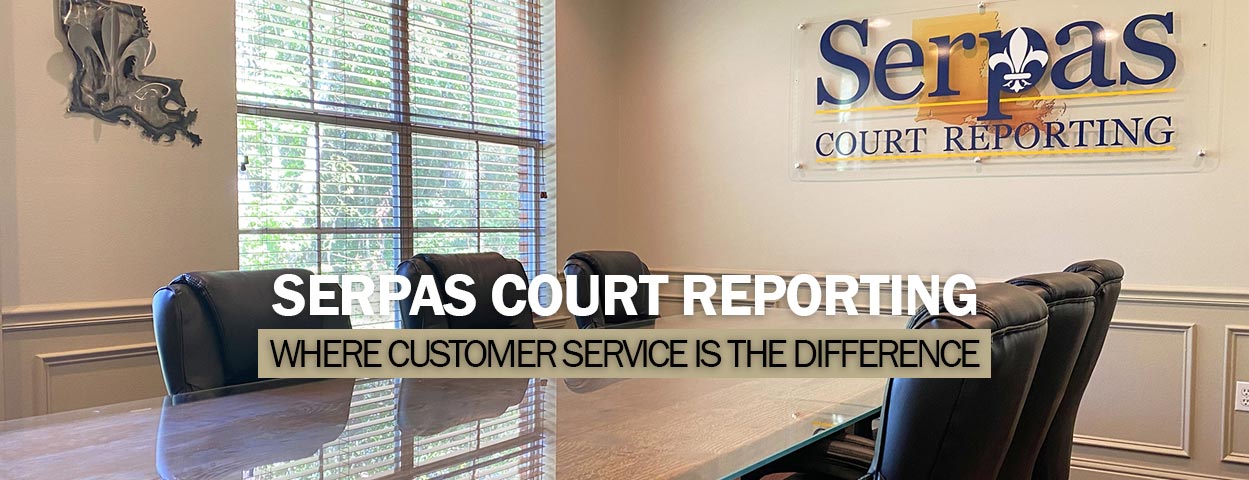 Deposition room at Serpas Court Reporting